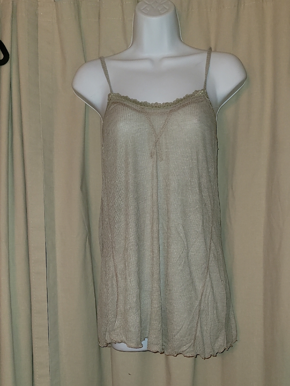 POL Olive-Trim Beige Knit Camisole
